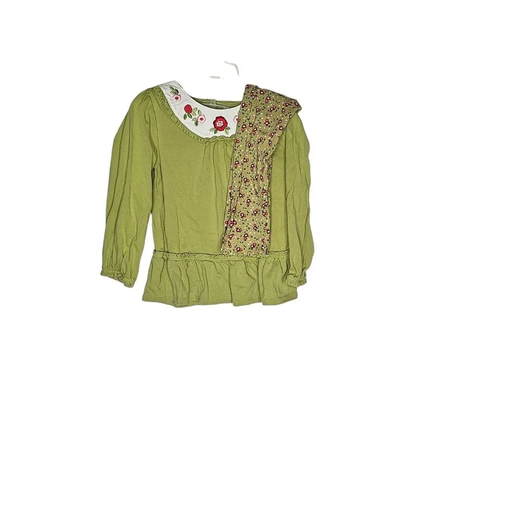 Gymboree Fall Green Outfit Set Tunic Top Leggings Green Floral 5T‎